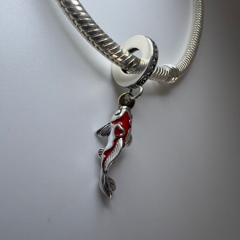 Lucky Koi Fish Lucky Carp S925 Sterling Silver Pandora Moments Compatible Charm - Picture 9 of 10